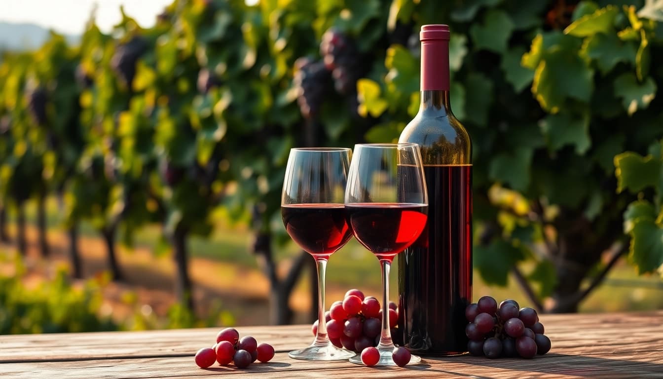 A serene Winery Membership scene showcasing fine wine and vineyard views