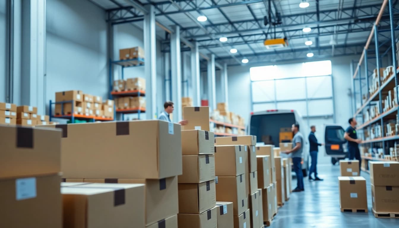 3PL logistics team managing inventory efficiently in a modern warehouse environment.