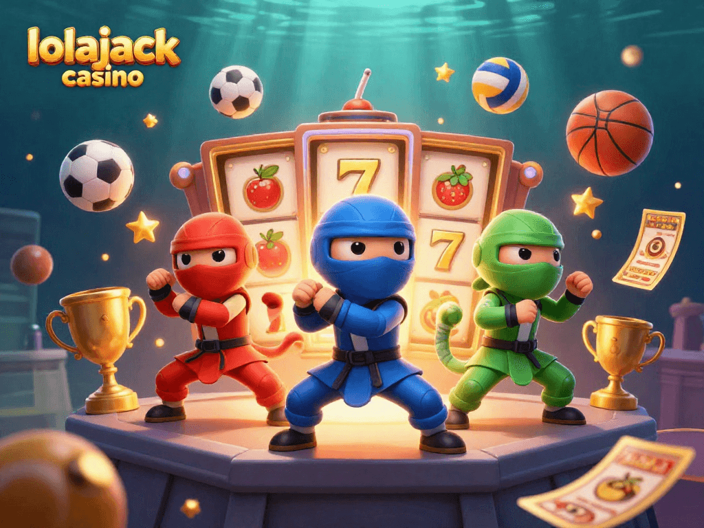 Experience the thrill of the lolajack casino with vibrant 3D ninjas and dynamic gaming elements.