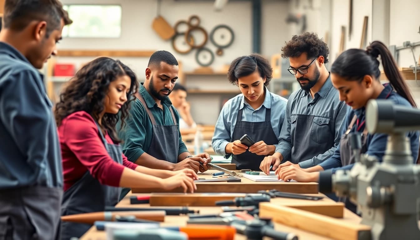 Students learning valuable skills at a Trade School In Tennessee workshop.