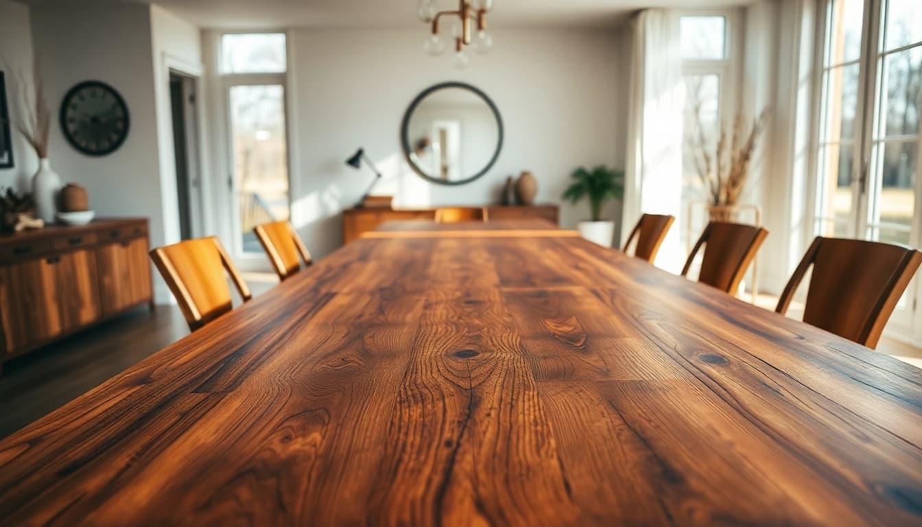 Stylish custom furniture dining table showcasing unique craftsmanship in a modern setting.