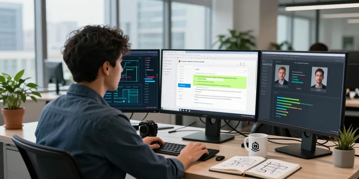 Detect PDF fraud with AI technology in a modern workspace for cybersecurity experts.