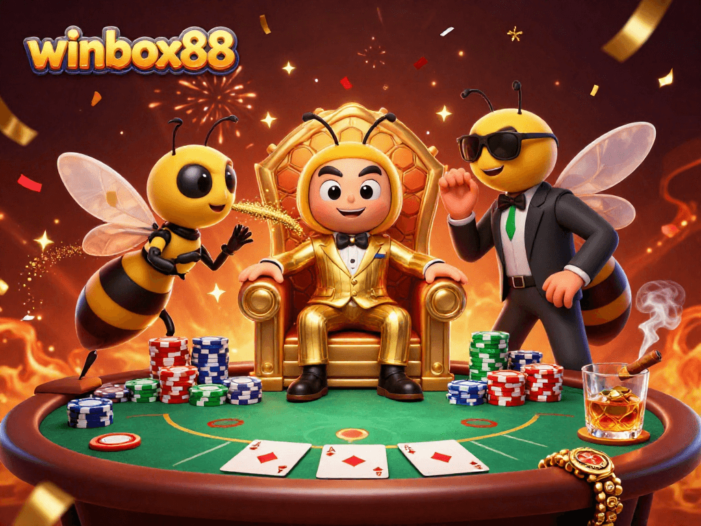 Experience thrilling poker action at winbox88 with a lively bumblebee mob boss and friends.