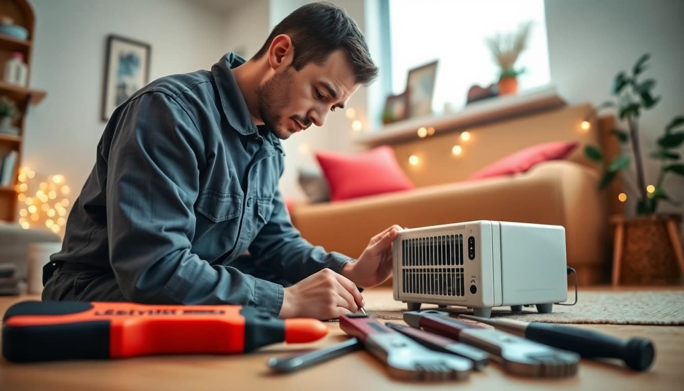 Trustworthy heating repair north vancouver service by an HVAC technician in a cozy home