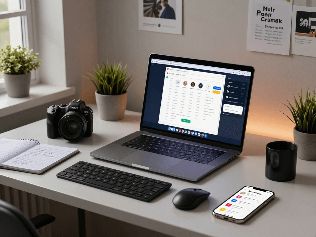 Digital marketer using an antidetect browser for safe multi-account management in a modern workspace.