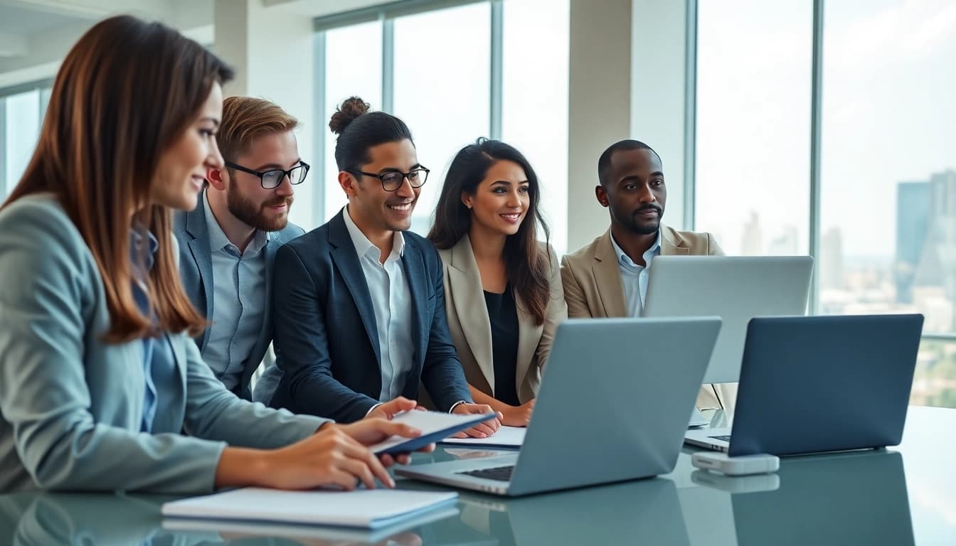 seo agentur essen bietet professionelle digitale Marketingstrategien in einem modernen Büro an.