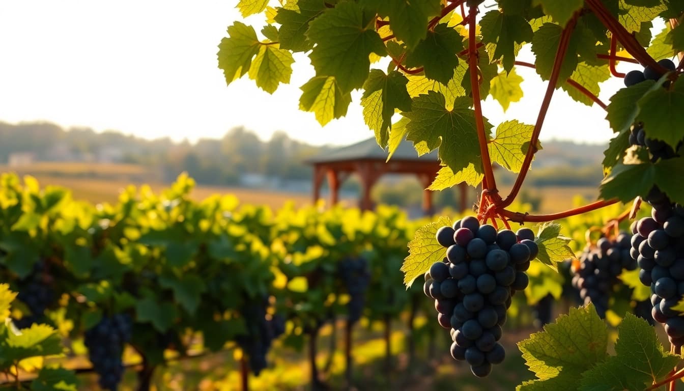 Experience the charm and beauty of clarksburg wineries through this vibrant vineyard scene.