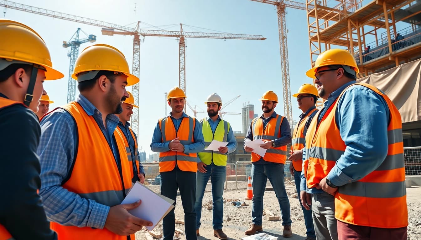 Construction safety programs empower workers as they engage in training on a busy site.