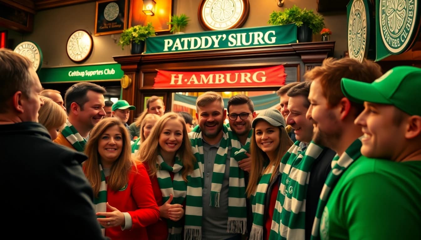 Fangruppe des csc hamburg feiert leidenschaftlich im Paddy's Bar.