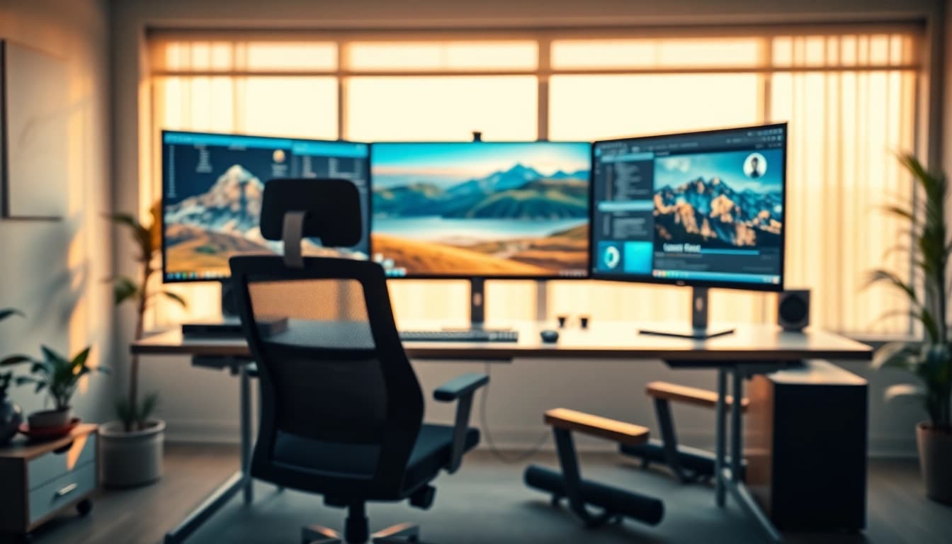 Experience a professional virtual desktop setup that enhances productivity in a modern workspace.
