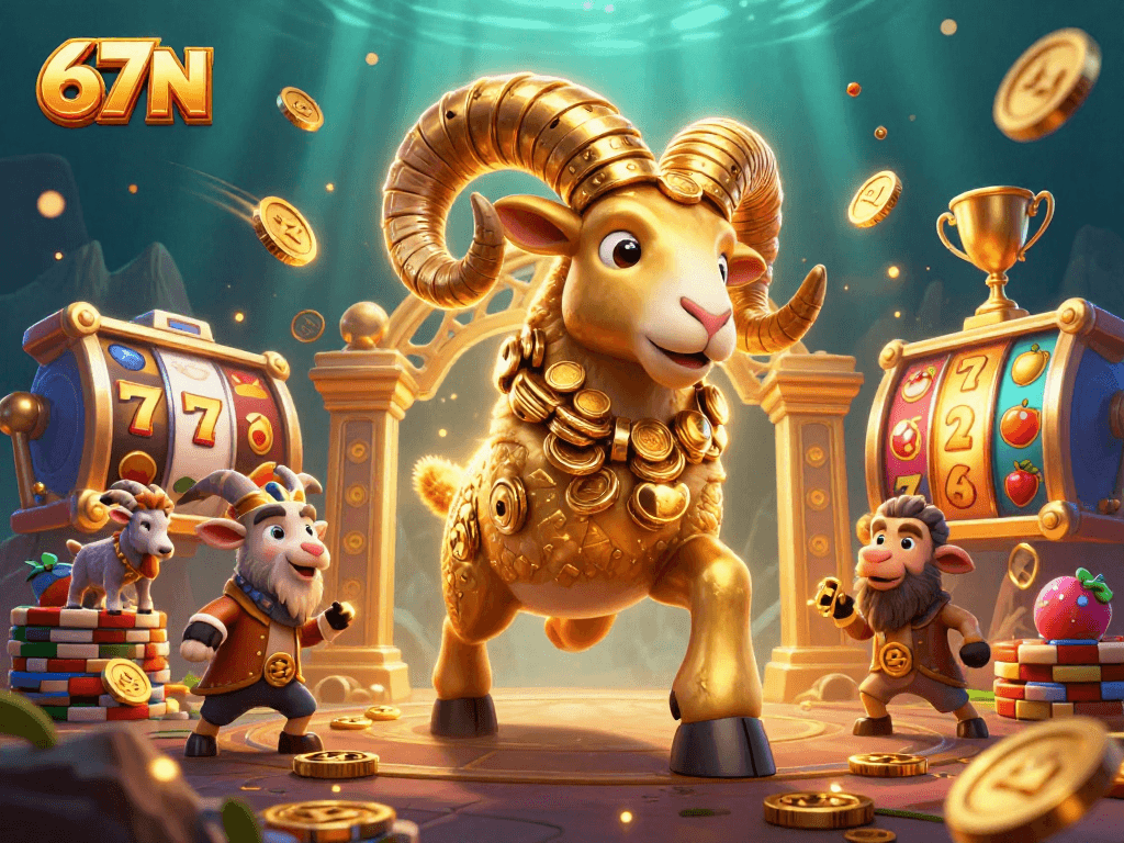 O 67N apresenta um emocionante ram dourado em meio a roletas e jackpots.