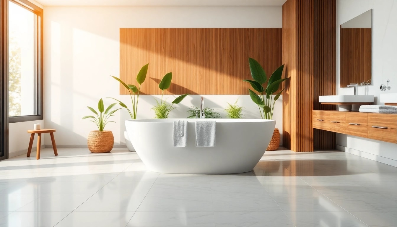 Enhance your bathroom with beautiful bath refurbishment featuring a freestanding tub and modern design.