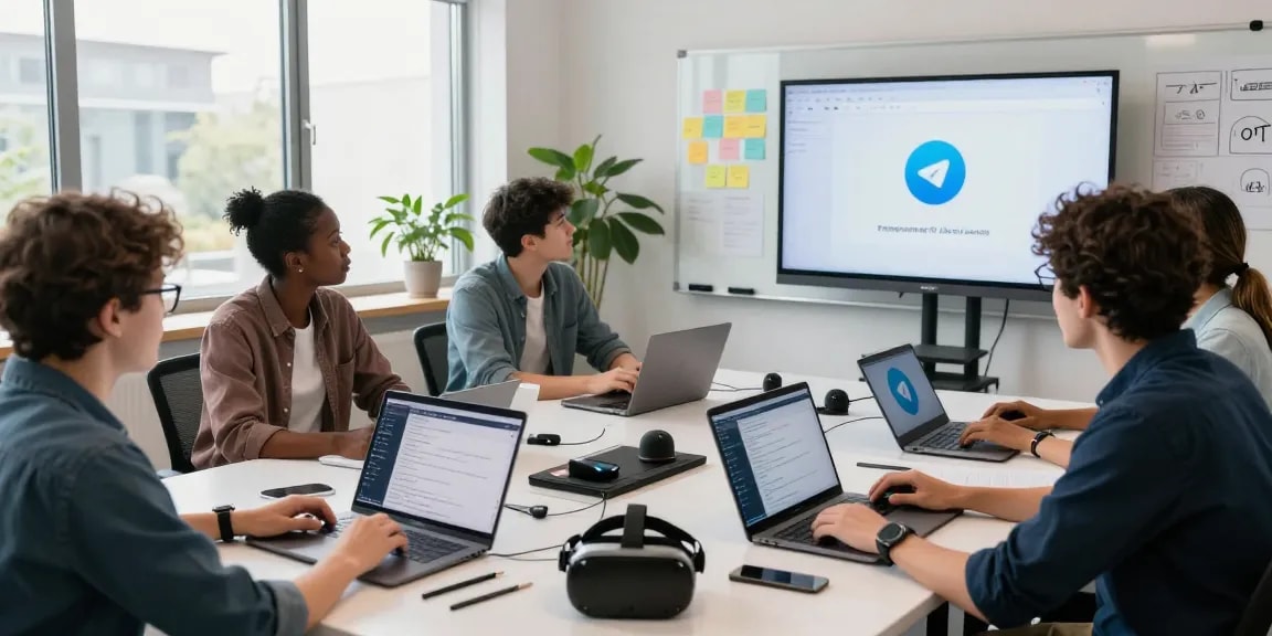 Dynamic team collaborating on software development projects involving telegram官网 in a modern workspace.