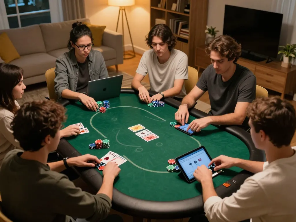 Players engaging in a live poker game at home signify quality Agen Casino Online experiences.