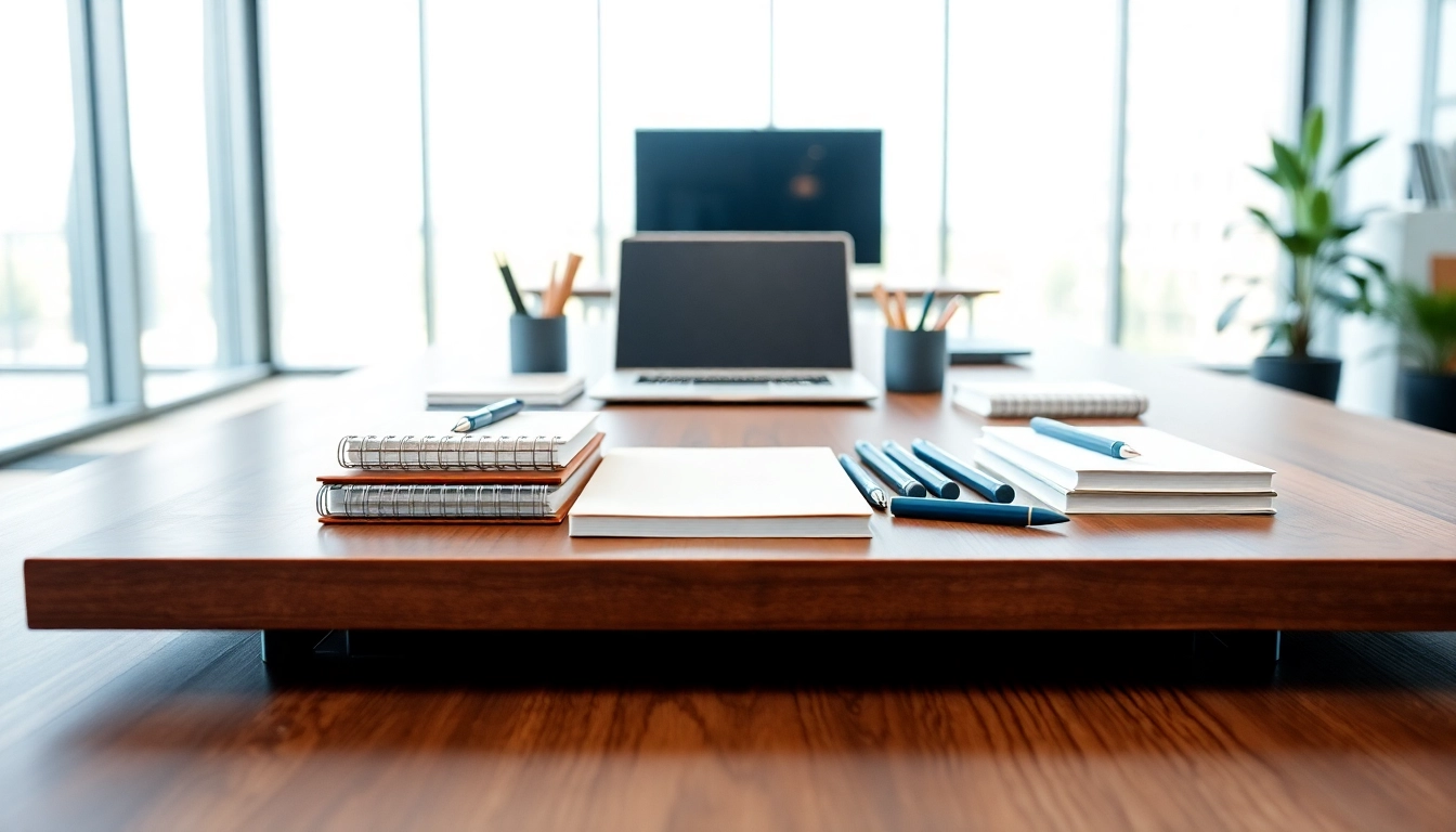 Organized office stationery uk on a stylish desk promoting a productive workspace.