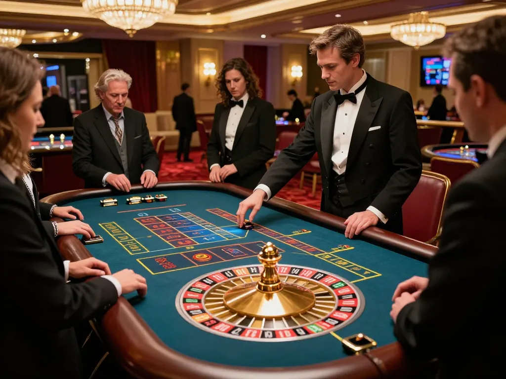 Players engaged in a thrilling roulette game at tg88 casino, surrounded by elegant decor and vibrant energy