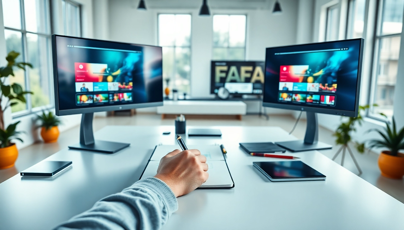 Creating innovative Web Design Hereford in a modern workspace filled with design tools.