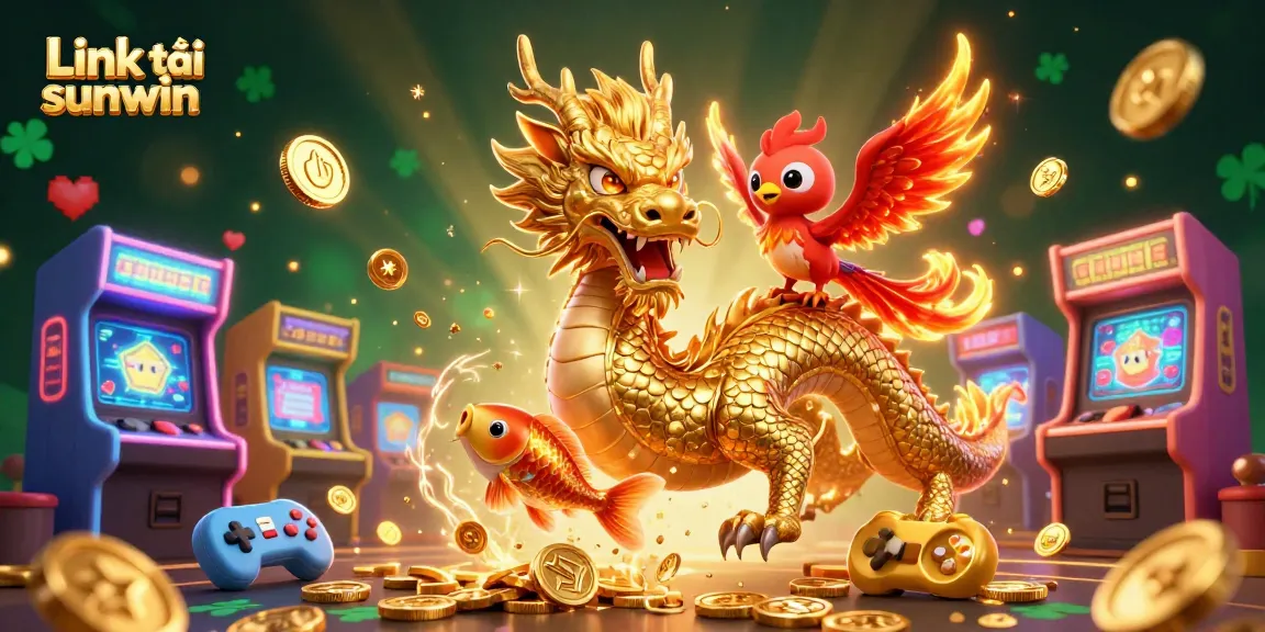 Experience winning with Link tải sunwin in this vibrant illustration of lucky casino elements.