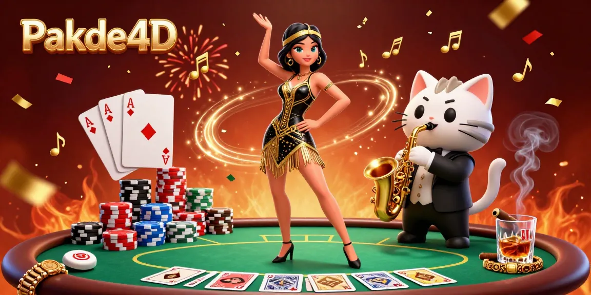 Experience the excitement of Pakde4D with a vibrant casino scene showcasing dynamic characters and rich poker elements.