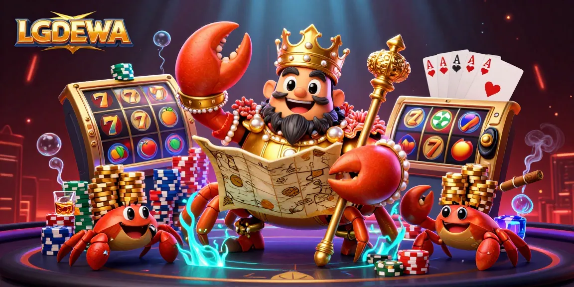 Engage with thrilling slot gameplay at LGODEWA featuring a golden crab emperor and vibrant game elements.