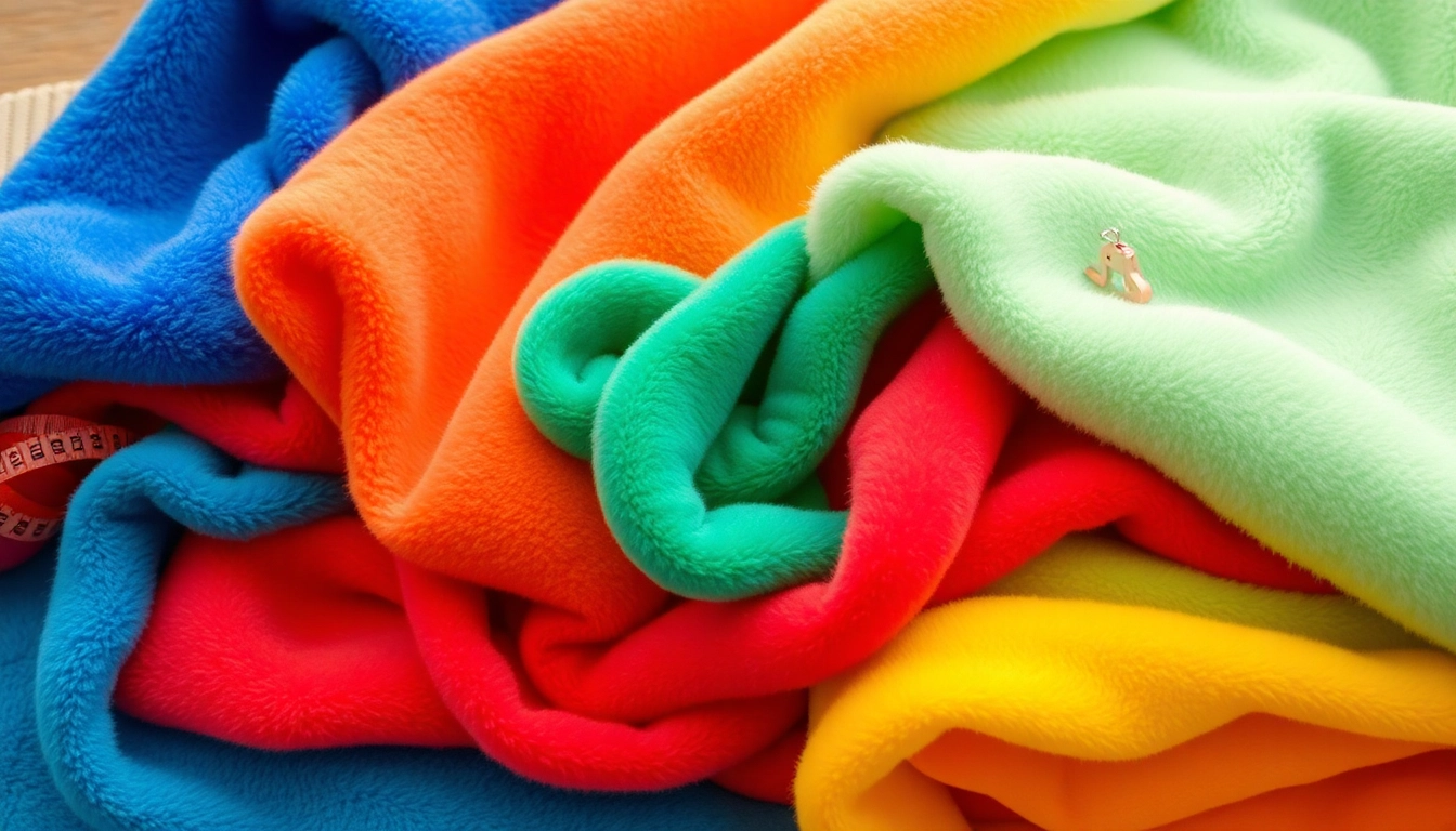 Fleece stof kopen: kleurrijke fleece stoffen tonen in een uitnodigende opstelling.