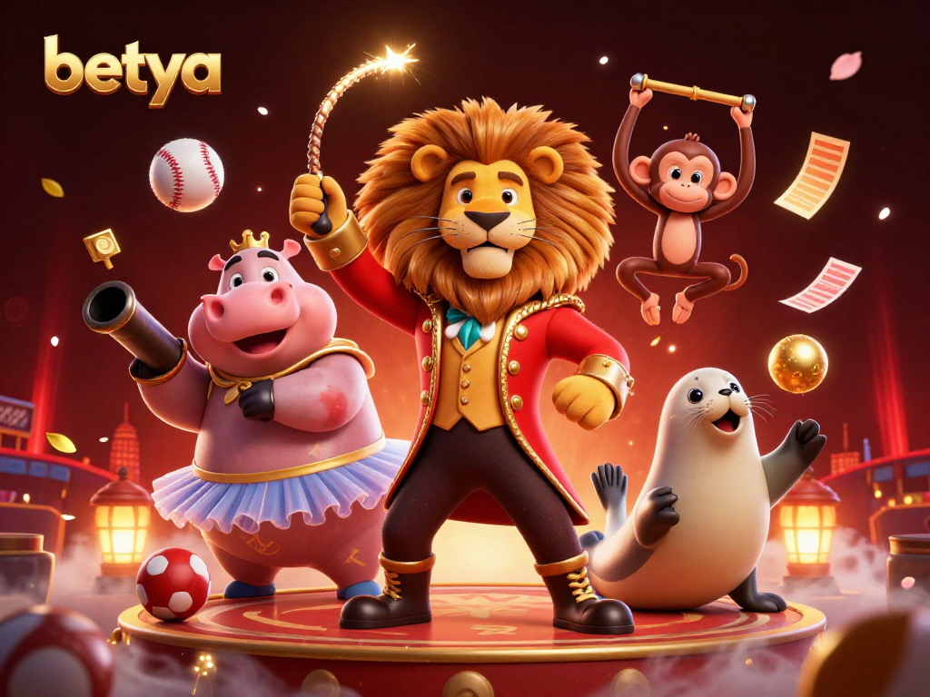 Experience thrilling MLB betting action with betya in this vibrant 3D circus scene.