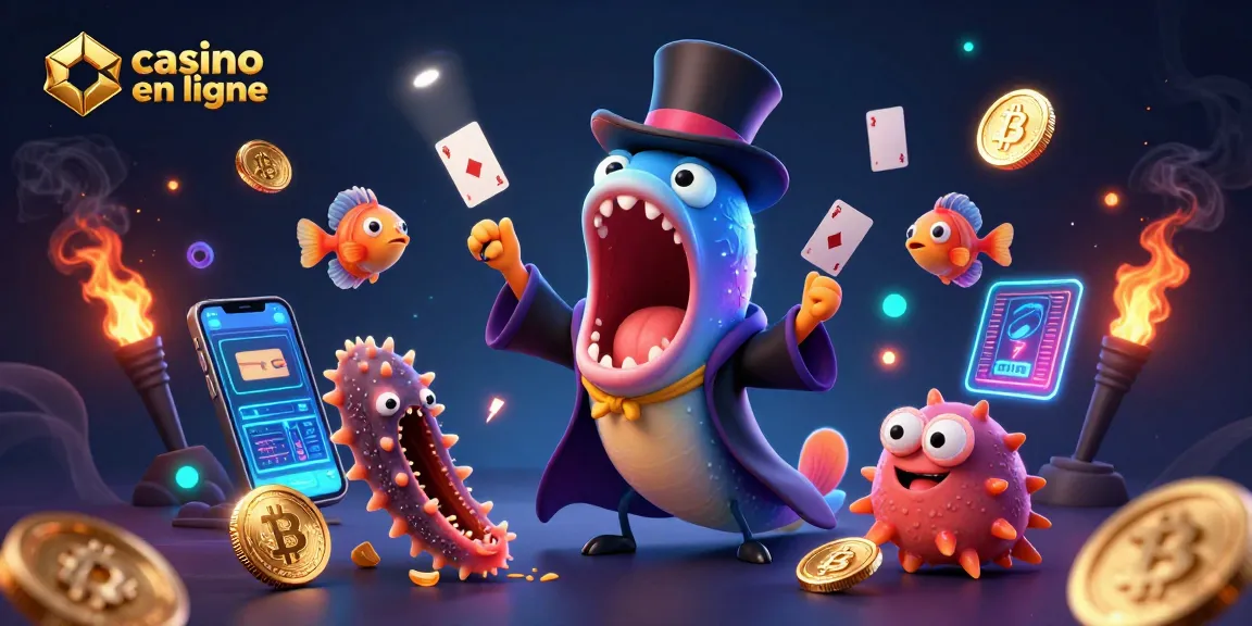 Jouez avec des éléments captivants de casino en ligne, tels que des cartes et des pièces de crypto-monnaie illustrés de manière 3D.