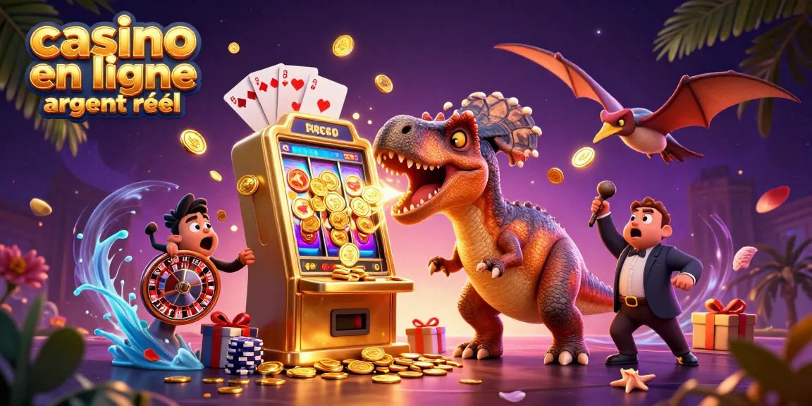 Jouez à casino en ligne argent réel avec des personnages amusants gagnant des pièces d'or et des bonus.