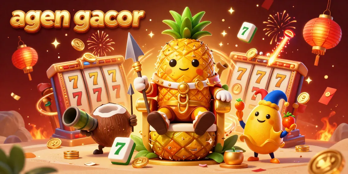 Engage with agen gacor in this vibrant casino scene featuring slot elements and animated characters.