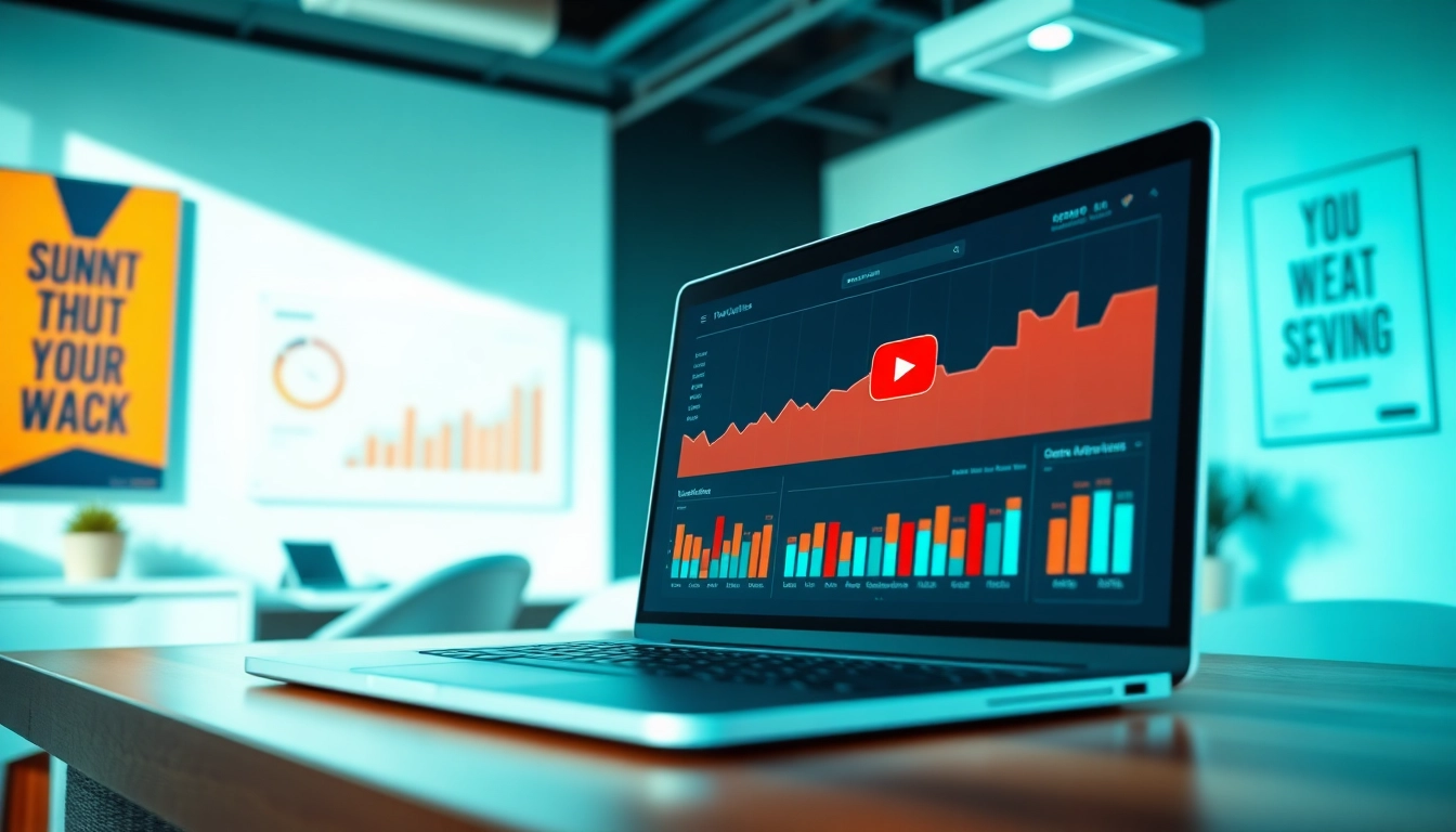youtube 再生回数 購入を強調したデジタルマーケティングのダッシュボード。