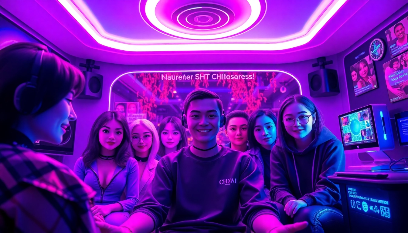 Vibrant NSFW AI interaction in a futuristic chat environment