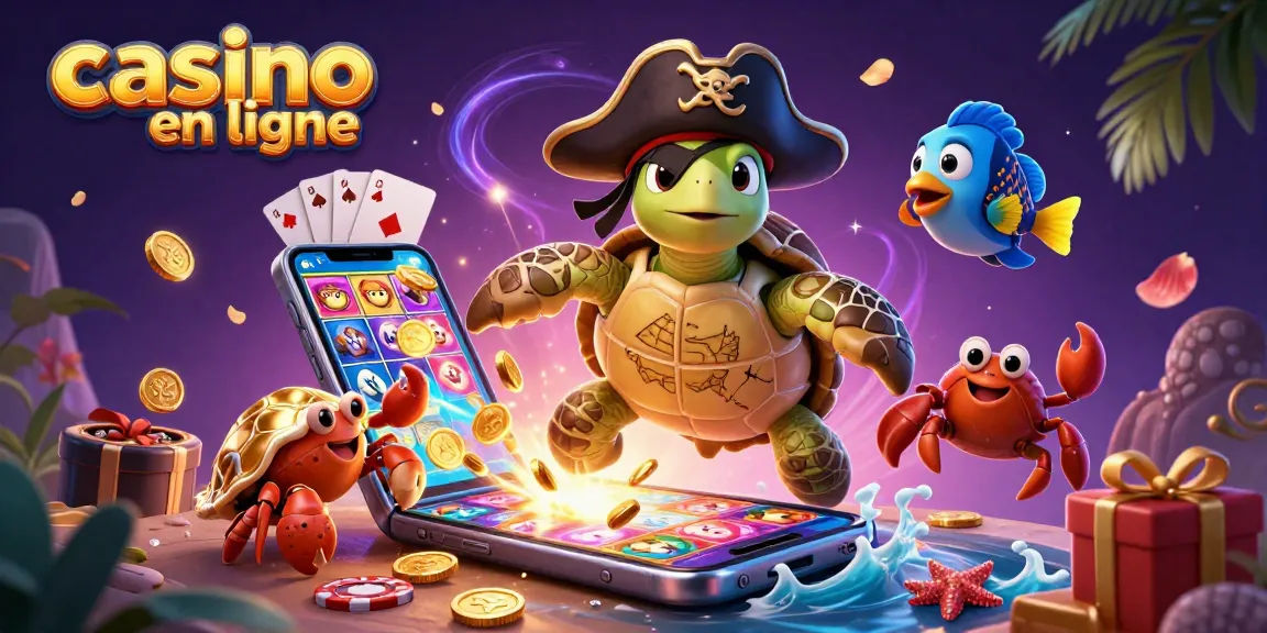 Jouer à des jeux de casino en ligne avec le turtle pirate et ses trésors sous-marins