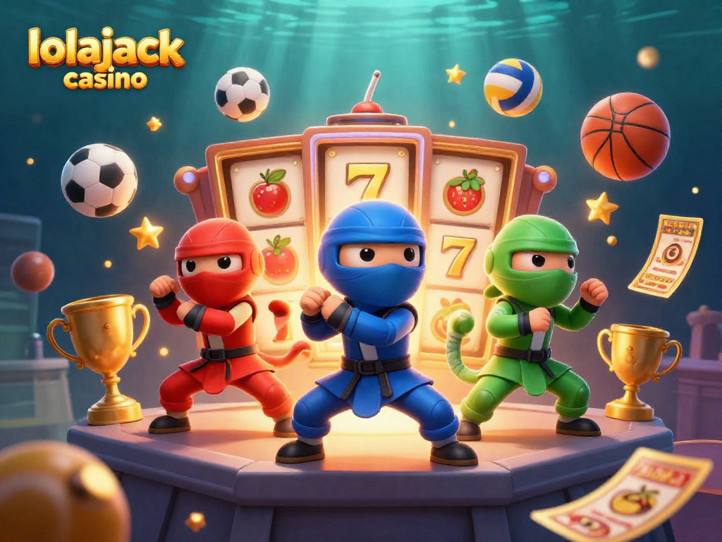 Experience the thrill of the lolajack casino with vibrant 3D ninjas and dynamic gaming elements.