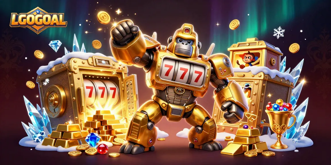 Spin to win with LGOGOAL in this vibrant casino universe featuring a golden gorilla mech!