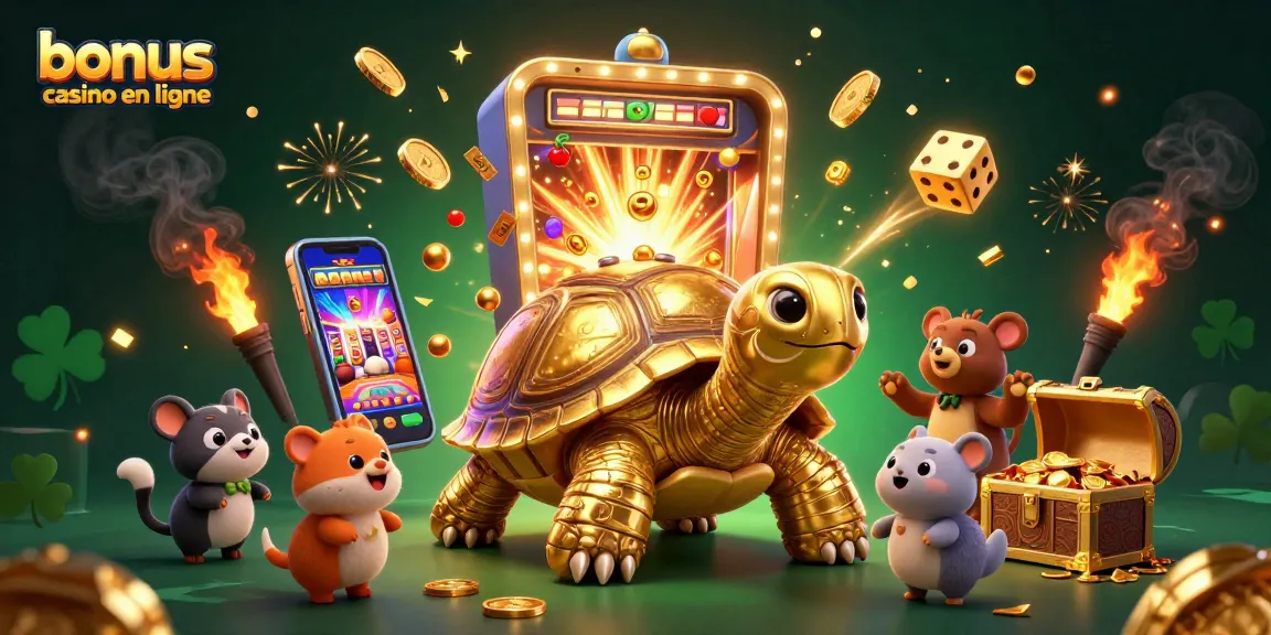 Gagnez avec des bonus casino en ligne dans une illustration dynamique de jeux animés.