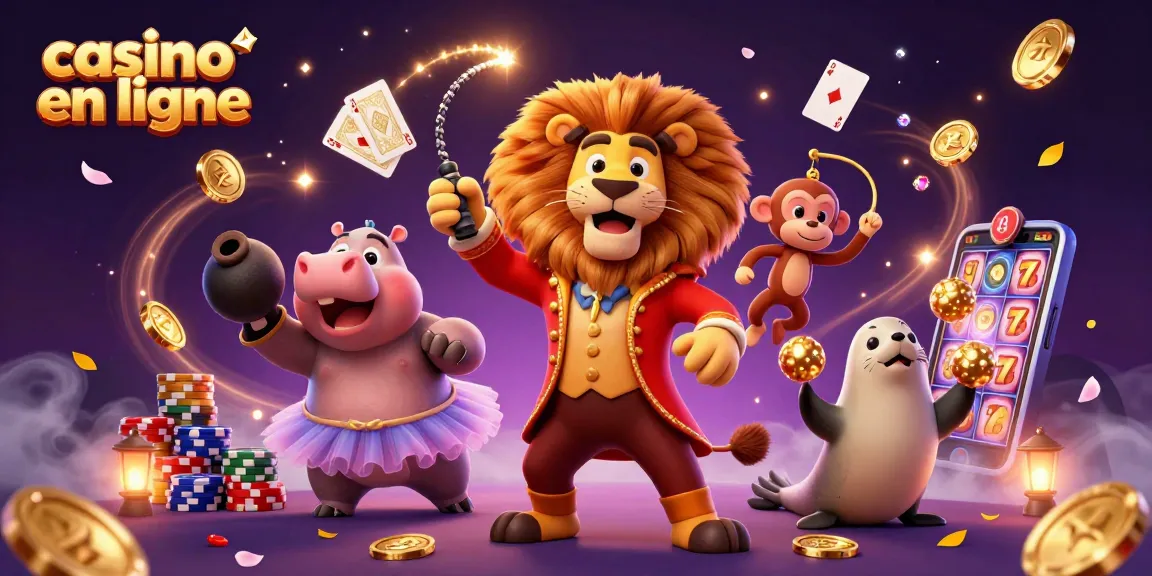 Gagnez avec le casino en ligne : illustration 3D d'un lion maître de cérémonie avec des éléments de jeu.