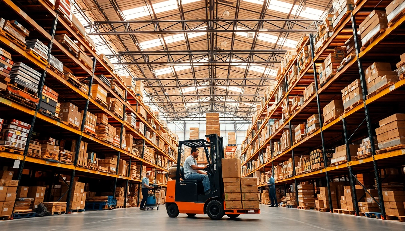 Enhance warehousing operations with an organized and efficient warehouse setting showcasing inventory management.