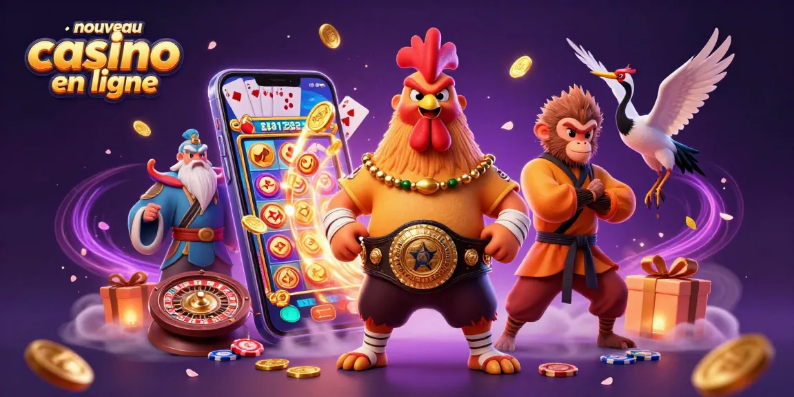 Jouez au nouveau casino en ligne avec un combat épique entre un coq Muay Thai et un singe Shaolin.