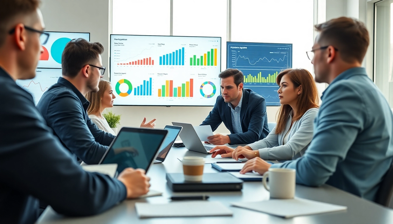 Track content engagement through analysis in a vibrant digital workspace with professionals collaborating.