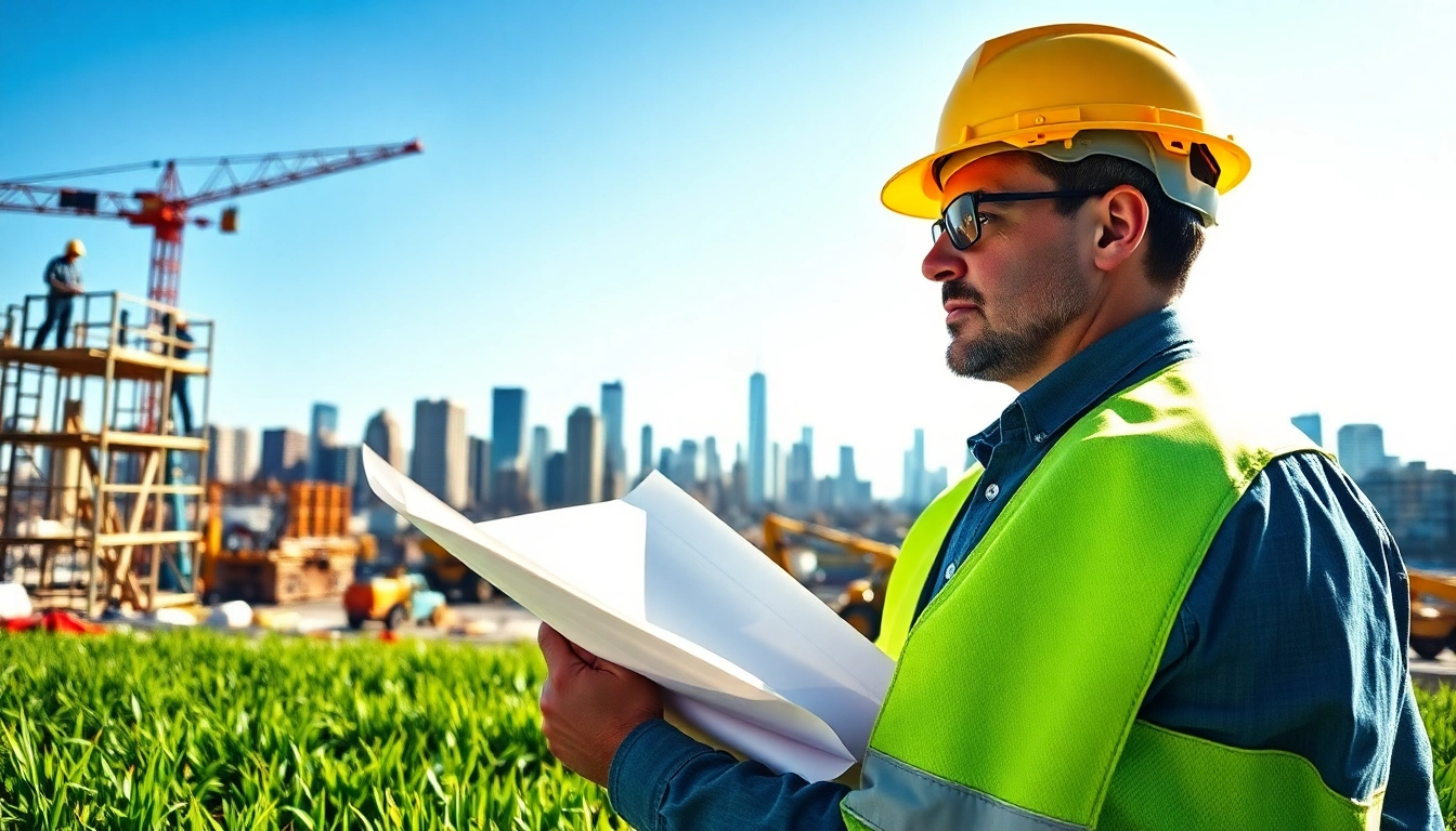 Manhattan General Contractor overseeing a vibrant construction site with a skyline backdrop.