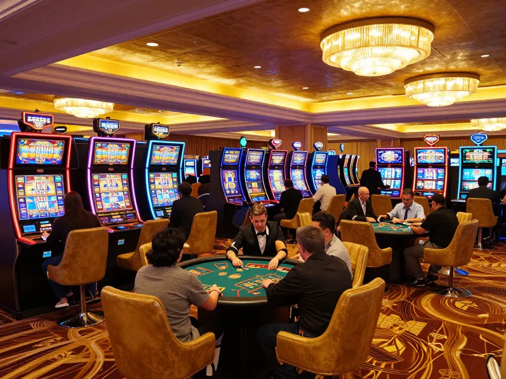 Players enjoying the vibrant F168 slot machines in a luxurious casino setting, celebrating wins.