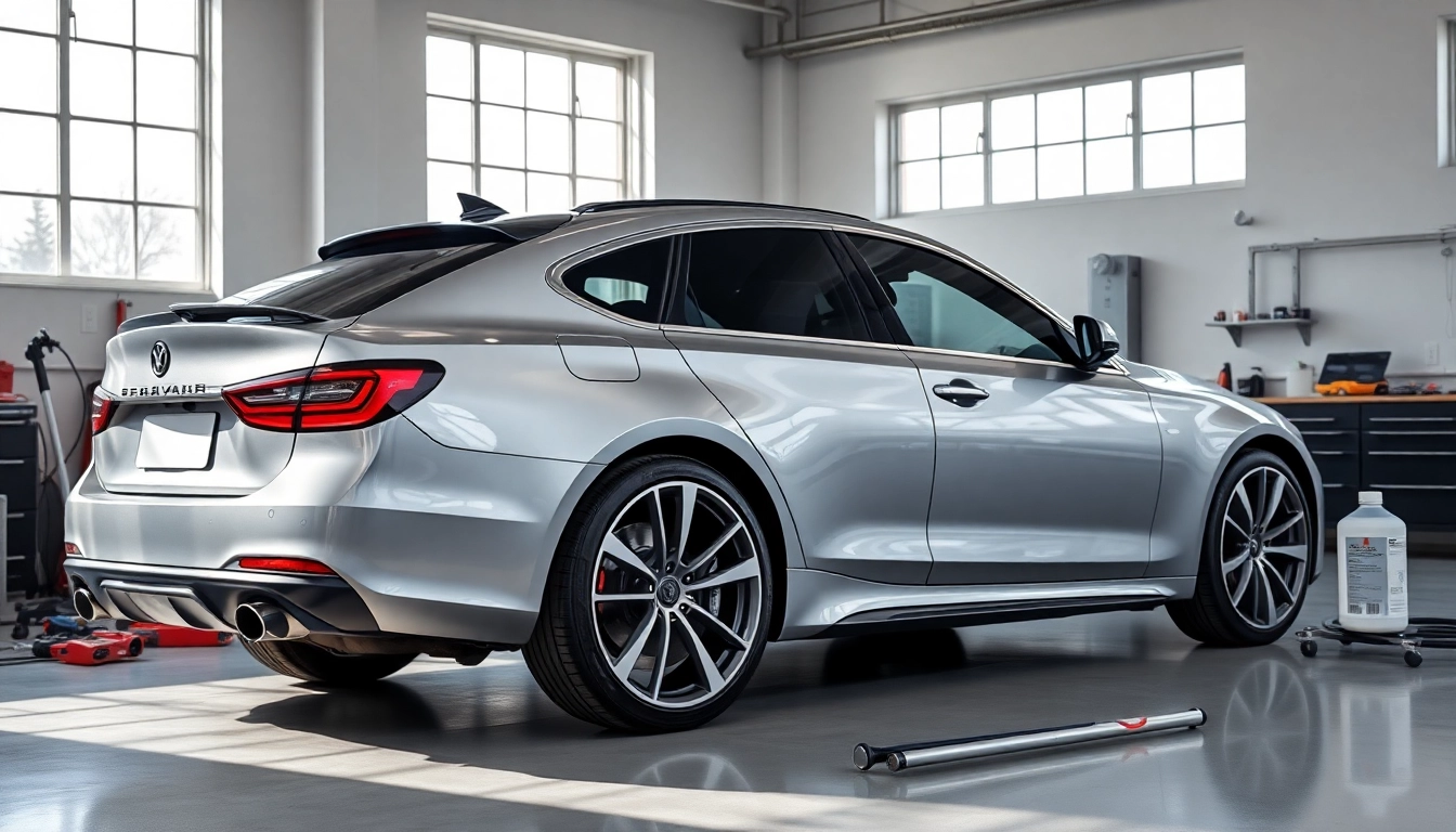 PPF Chattanooga application on a sleek vehicle in a modern garage showing premium quality and craftsmanship.