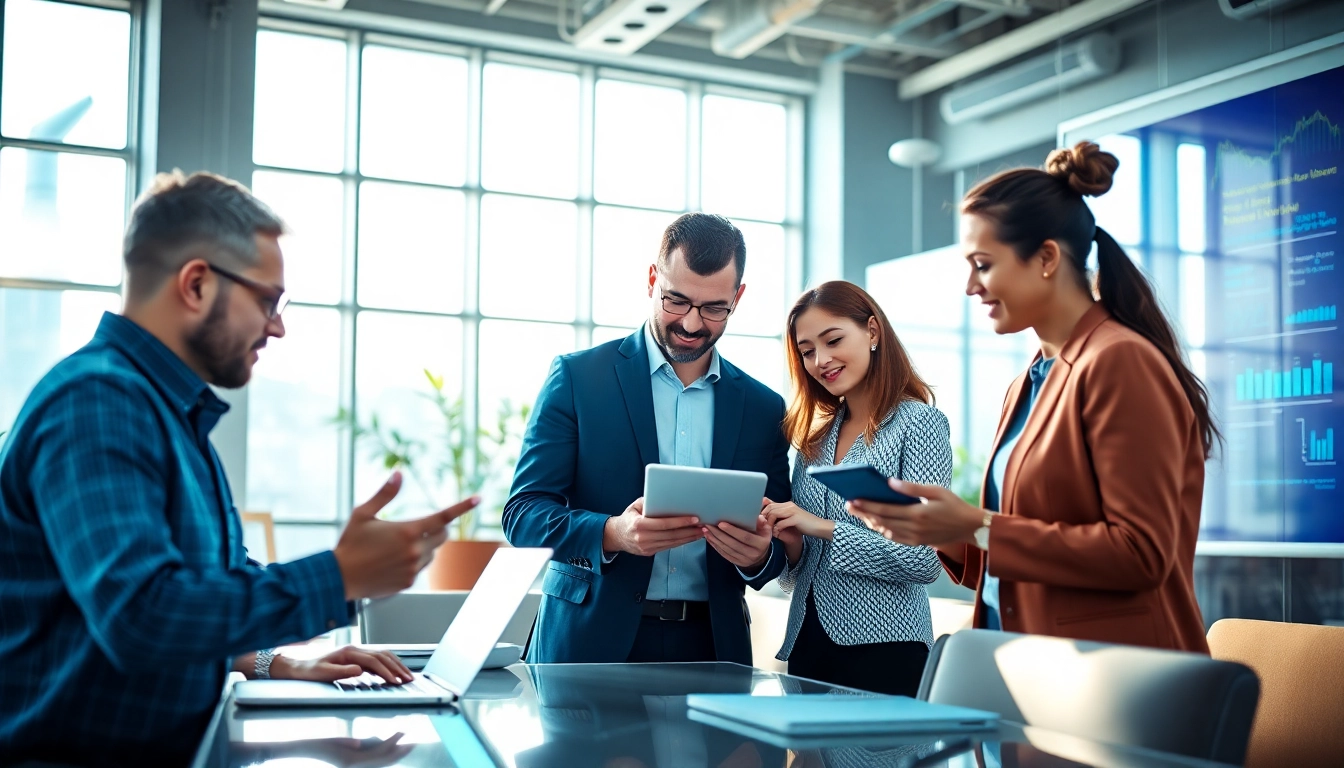Collaborative scene featuring an enterprise assistant enhancing productivity in a modern office.