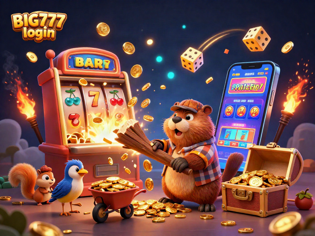 Engage with the BIG777 login experience surrounded by vibrant casino elements and winning symbols.