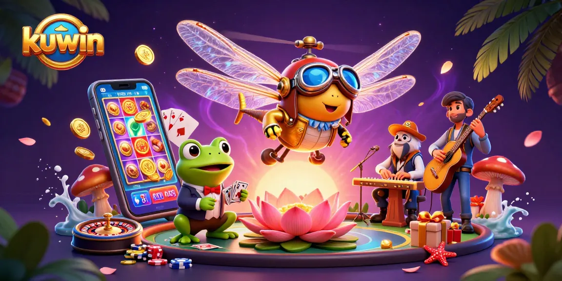 Kuwin offers thrilling gaming experiences with a frog croupier and vibrant casino elements.