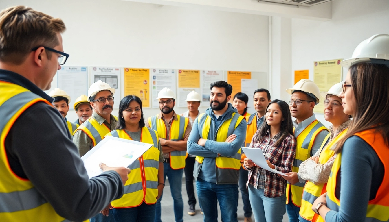Engaged participants in construction safety training showcasing effective safety practices.