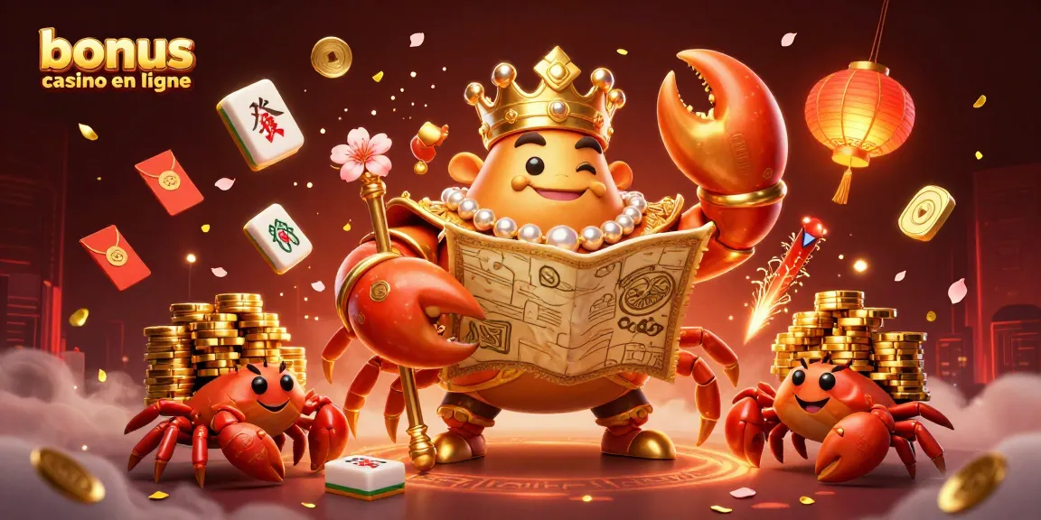 Profitez des bonus casino en ligne avec un roi crabe en majesté et des trésors scintillants.