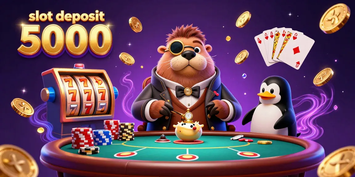 Experience excitement in slot deposit 5000 gameplay with a jolly walrus at a vibrant underwater casino.