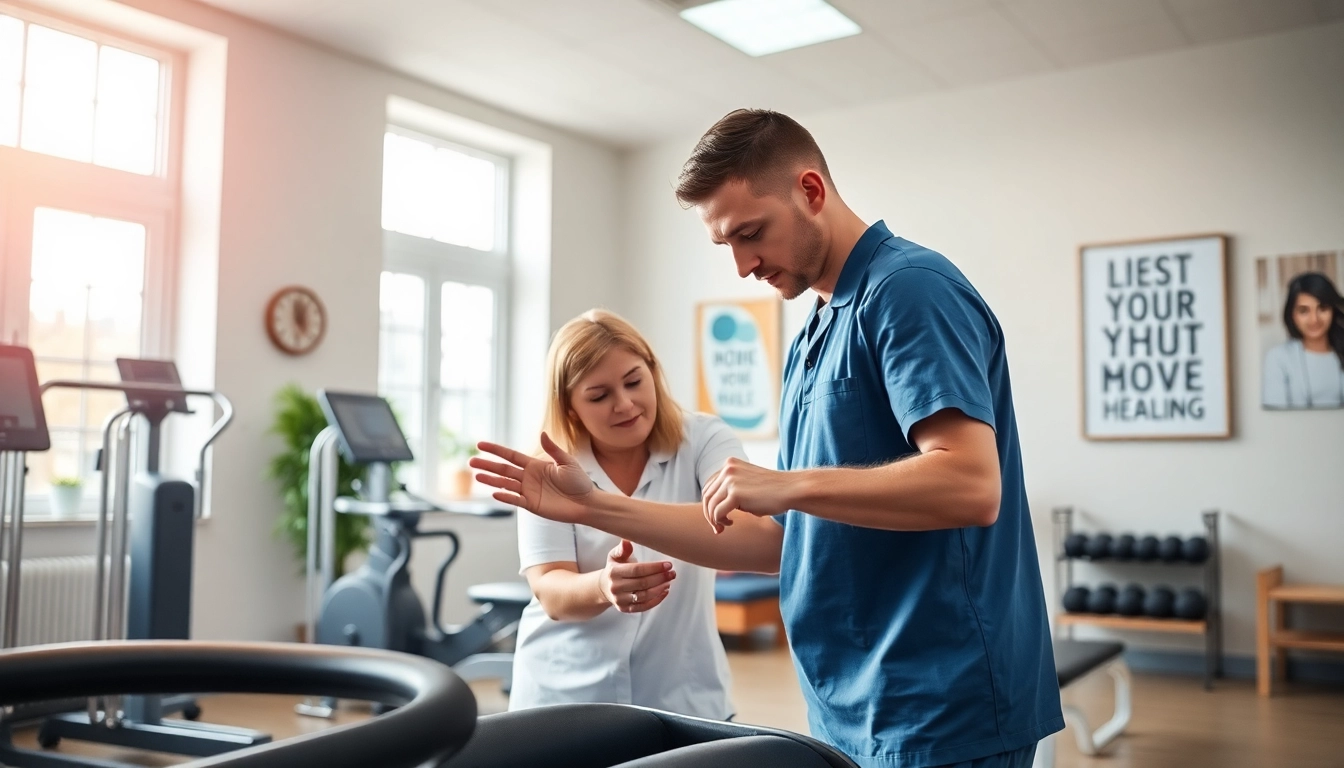 Patient receiving personalized care at Health in Motion Rehabilitation clinic with supportive therapist.