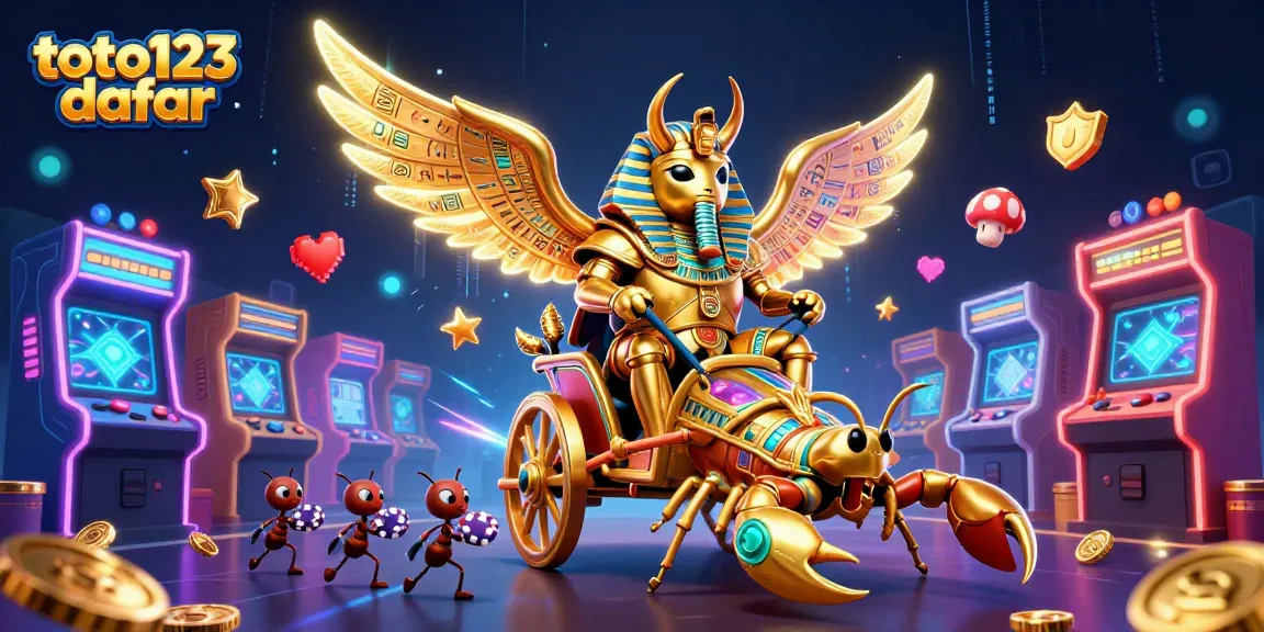 Toto123 daftar presents an engaging 3D illustration of casino-themed characters and elements, captivating gamers.